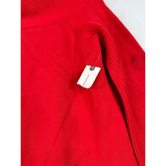 NWT Anthropologie Off Shoulder Sweater Sz M Red AS IS - Picture 2 of 9